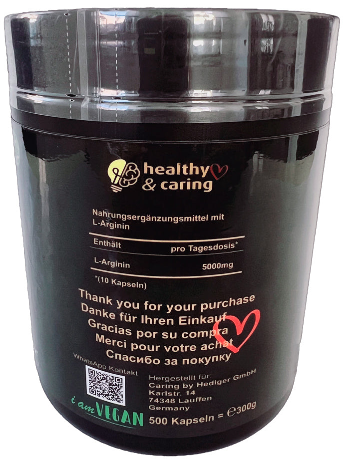 L-Arginin Base – 500 vegane Kapseln à 500 mg