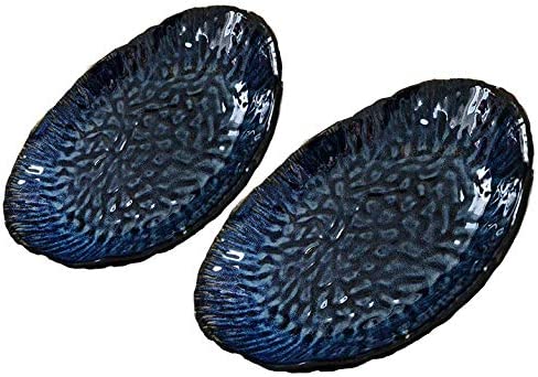 healthy & caring blue like handmade - 2er Set - blaue Speiseteller Keramik - Teller / Deko auch möglich - spülmaschinengeeignet (Länge 23,2 cm)…